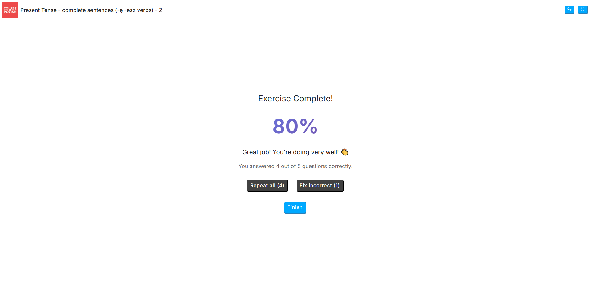Progress Summary After Exercise Completion