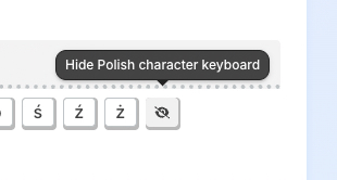 Tooltip on the hide Polish characters button