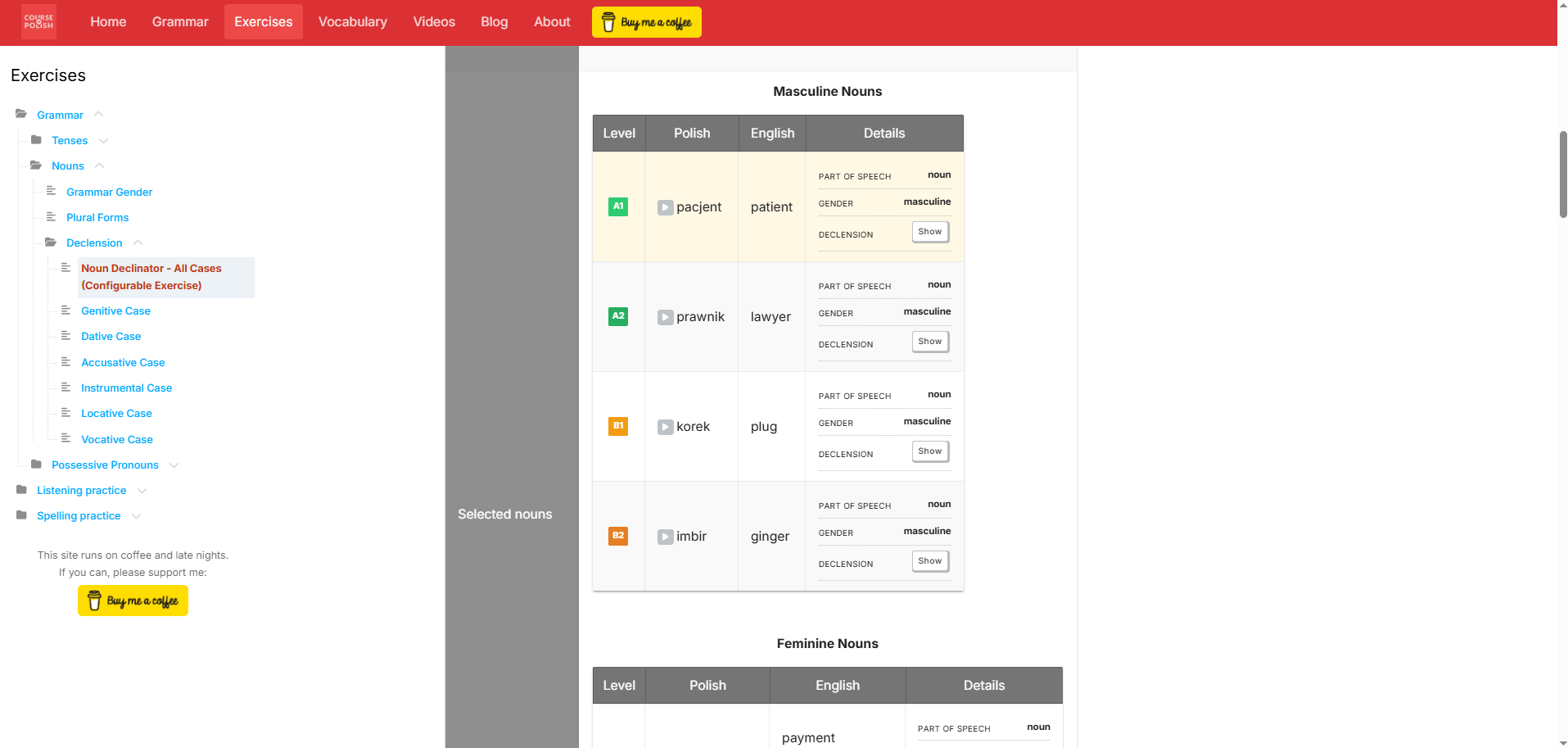 Better randomization and nouns presentation